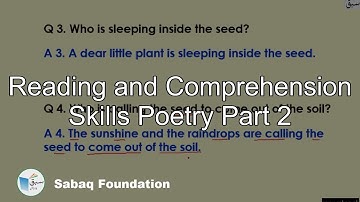 Reading and Comprehension Skills Poetry Part 2, English Lecture | Sabaq.pk