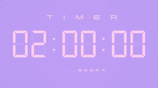 2 Hours Digital Countdown Timer with Simple Beeps 💕💜