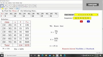 How to find arithmetic mean | continuous series | Statistics for economics | Class 11 use GeoGebra