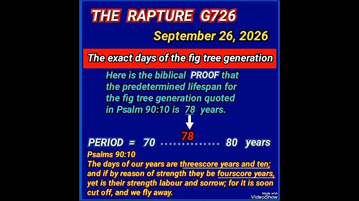 RAPTURE G726 September 26, 2026 (The parable of the fig tree generation revealed)