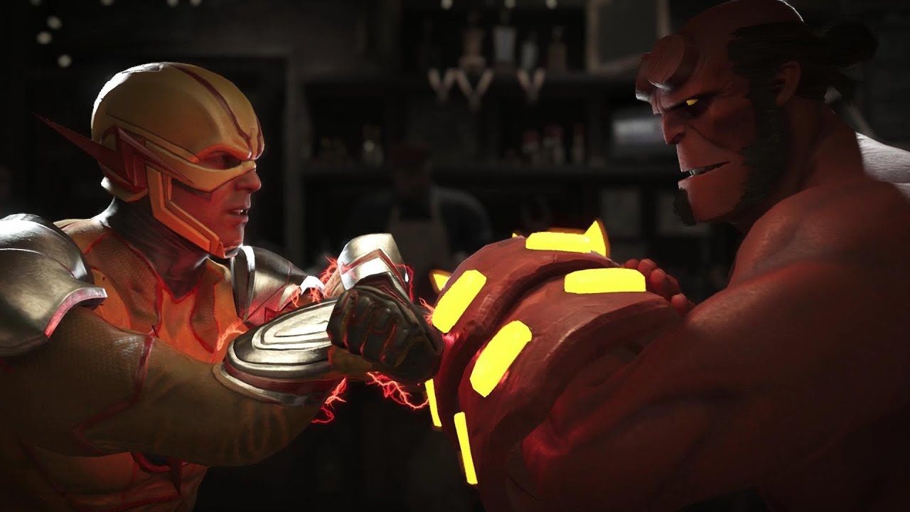 Injustice 2 : Reverse Flash Vs Hellboy - All Intro/Outros, Clash Dialogues, Super Moves