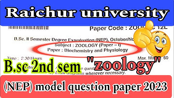 Raichur university bsc 2nd semester zoology (NEP) model question paper 2023