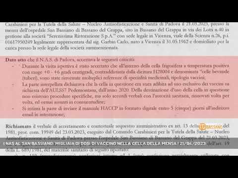 I NAS AL SAN BASSIANO: MIGLIAIA DI DOSI DI VACCINO NELLA CELLA DELLA MENSA | 21/04/2023