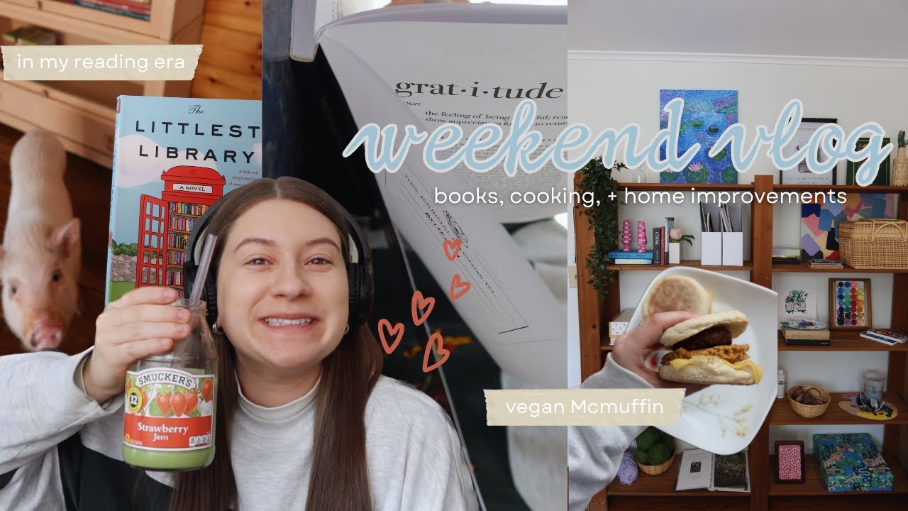 weekend vlog| vegan cooking, book reviews, cleaning, + home improvements! 🧺📖🥞