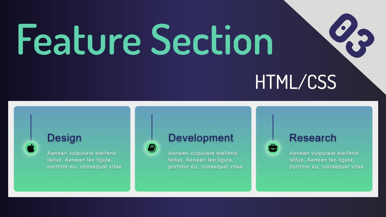 Responsive Card Feature Section using HTML & CSS | IB-Media - YouTube