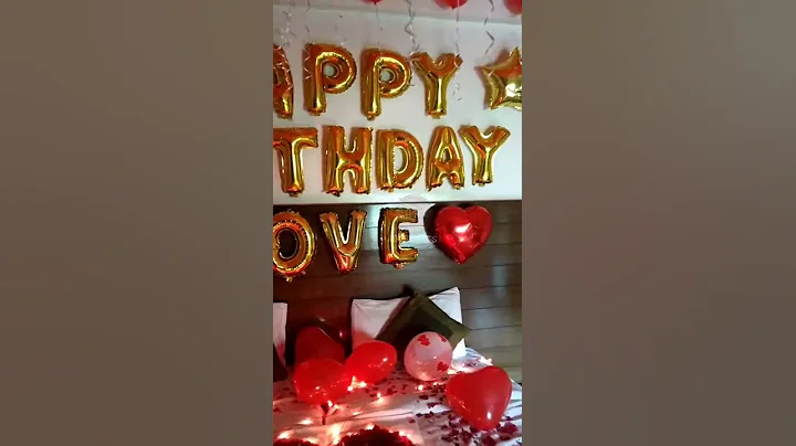 Birthday Surprise Room Decoration At Home, Romantic Decoration For Wife's Birthday, Balloon Decor