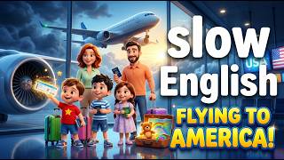 ✈️ Liam’s First USA Trip! | Fun Family Airplane Travel Story for Kids | Slow English 🌎