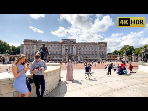 London Walking Tour - Walking around Buckingham Palace & Victoria Memorial on Sunday Afternoon 4K