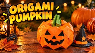 How to make an origami pumpkin Easy Halloween paper craft  🎃 