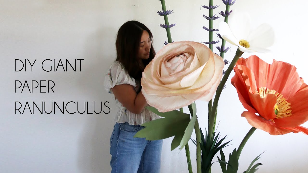 DIY Giant Paper Ranunculus Flower Backdrop (How to make paper
