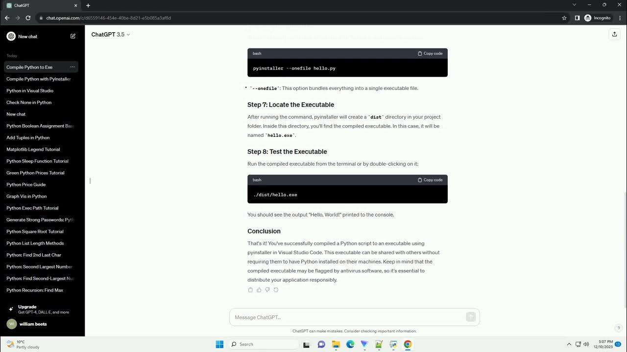 How to compile python to exe in visual studio code youtube