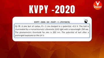 KVPY 2020 SB/SX Physics  Part I  Q 39 Ans C Modern Physics Photoelectric Effect Prateek Garg