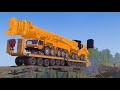 Spintires Mudrunner - Heavy Transport Huge Crane - Liebherr LTM 11200 Maz7907 Cross Dangerous Bridge