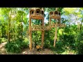 Build The Most Beautiful Two Story Bamboo Tree House For Solo Camping