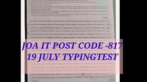 JOA IT POST CODE -817TYPINGTEST19JULY 2021#HPSSC #BMGKAMIT