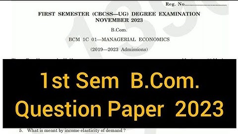 MANAGERIAL ECONOMICS         |        1st Sem   B.Com.     Question Paper    2023  #calicut