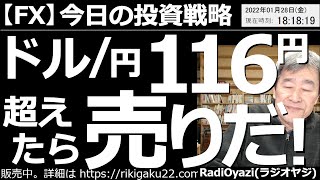 【為替(FX)－今日の投資戦略】米ドル/円は116円超えたら売りだ！－米国の金利上昇観測を背景にドルが買われているが、前回のピーク値116.20円付近では売りも出そう。主要通貨ペアの売買値も確認する。