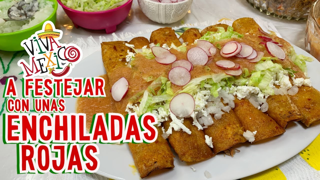 ENCHILADAS ROJAS , con carne deshebrada y queso ,muy fáciles de