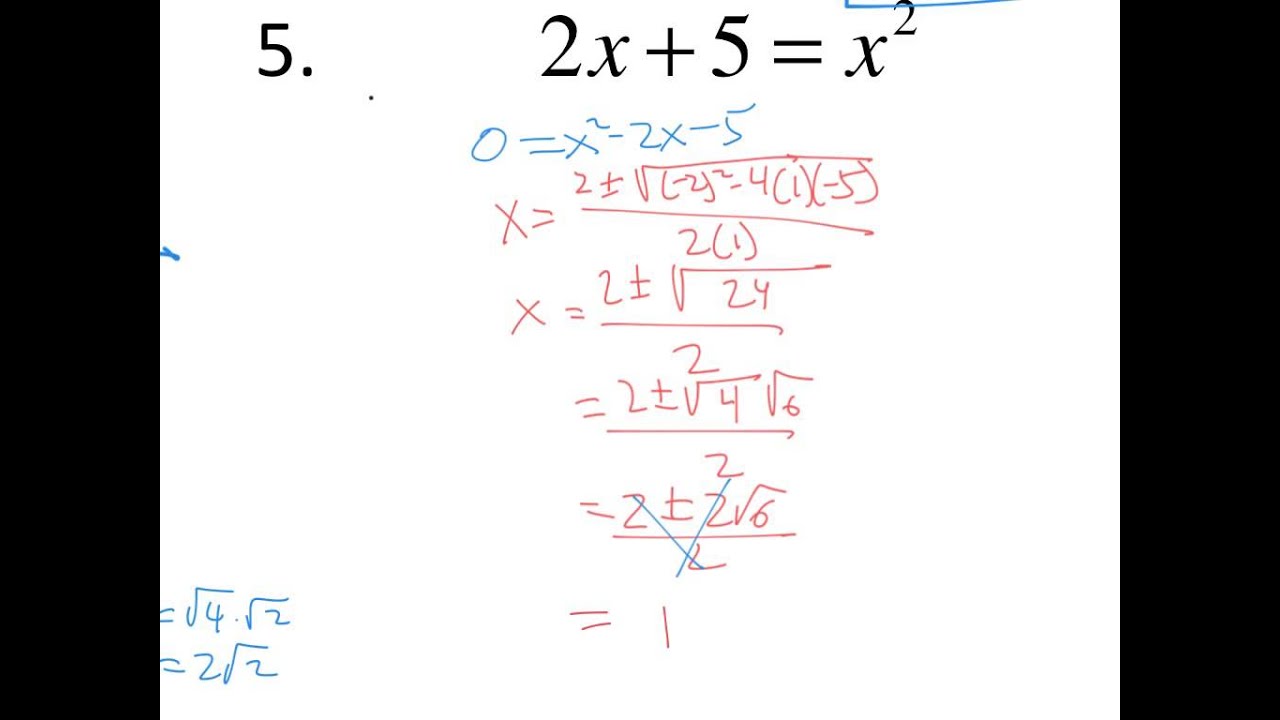 Math 95 - ch 11 Review - Problems 1-7 - Solving Quadratic ... Math 95 - ch 11 Review - Problems 1-7 - Solving Quadratic ...