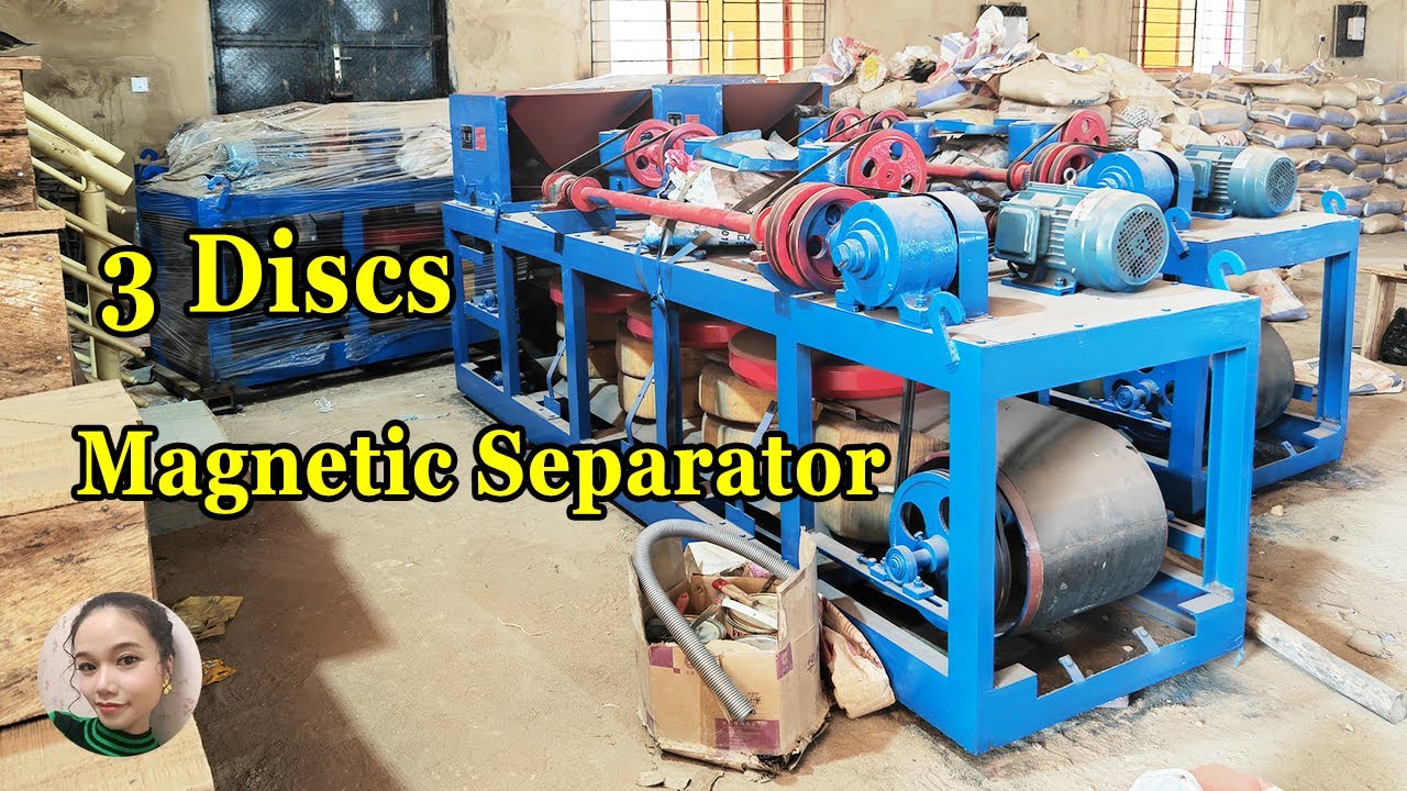 High-intensity dry 18000 GS three-disc magnetic separator for tantalum niobium ore