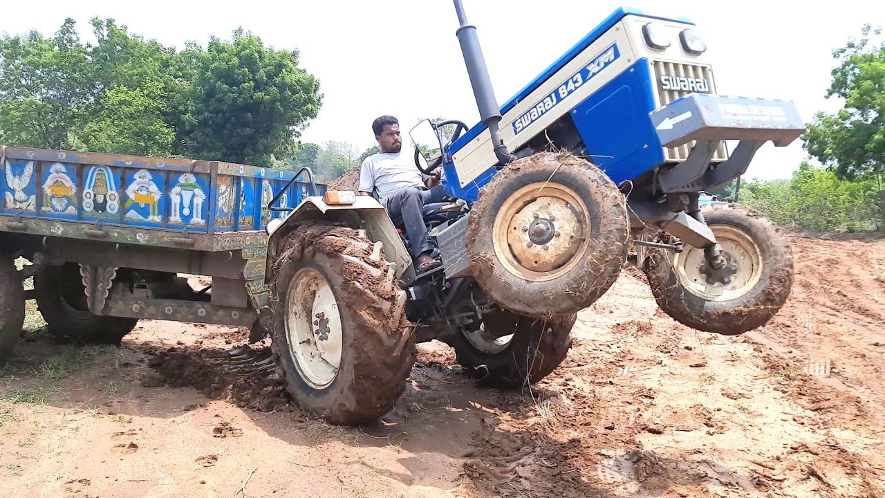 swaraj tractor stunts | swaraj 843 | swaraj tractor unbalance videos | swaraj stuck in mud videos