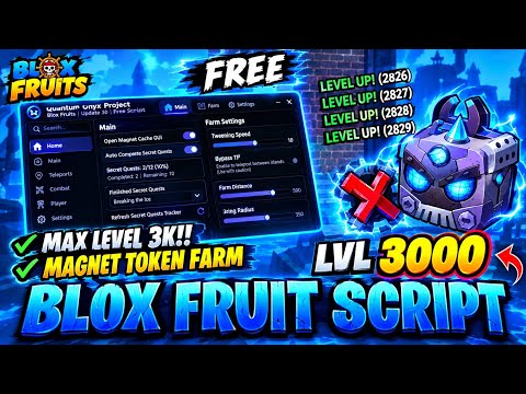 Blox Fruits UPDATE 30 🧲 FREE SCRIPT | Auto Secret Levels + Magnet Token Farm + LVL 3000