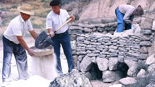 GYPSUM. Artisanal production of gypsum powder by firing STONES IN AN OVEN | Documentary film