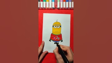 How to draw the Minion Kevin ready for Christmas 🎄💛 #drawing #tutorial #funny #cartoon #movie #art