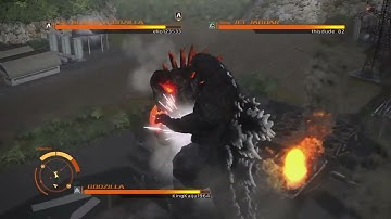 Godzilla PS4 Online Battles: Godzilla (Spiral Breath) vs Burning Godzilla vs Jet Jaguar