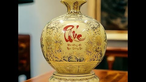 Bình hút lộc gốm Chu Đậu Tứ Cảnh chữ Phúc BG219-A1