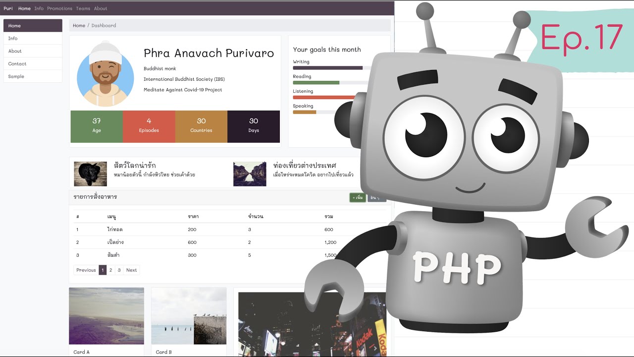 PHP ตัวอย่างการทำ Dashboard ด้วย Arrays และ Foreach | สร้างเว็บแบบ ...