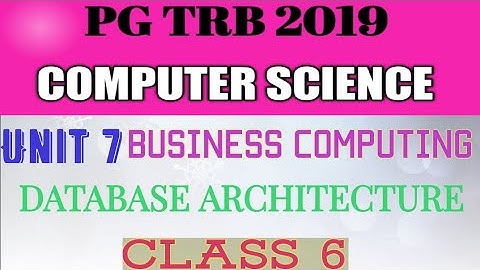 Unit 7|| Business Computing|| DATABASE ARCHITECTURE