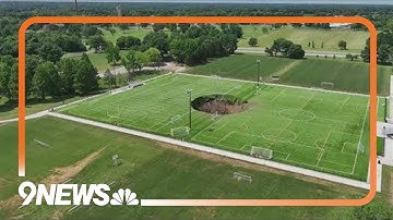 Video shows 100-feet-wide sinkhole swallowing Illinois soccer field