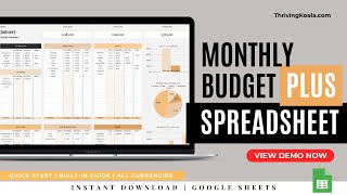 MONTHLY BUDGET TEMPLATE Google Sheets || Budget Spreadsheet