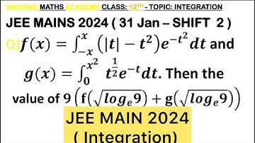 Q) Let 𝑓,𝑔:(0,∞)→𝑅 be two functions defined by 𝑓(𝑥)=∫130_(−𝑥)^𝑥  (|𝑡|−𝑡^2 ) 𝑒^(−𝑡^2 ) 𝑑𝑡 and 𝑔(𝑥)=∫