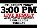 STL Result Today 3:00 PM Draw April 21, 2026 Tuesday STL Luzon, Visayas, Mindanao LIVE Result