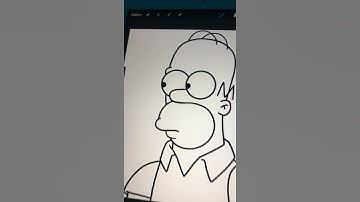 Drawing Homer Simpson on Ipad using Procreate! Satisfying Lineart! ( #shorts )