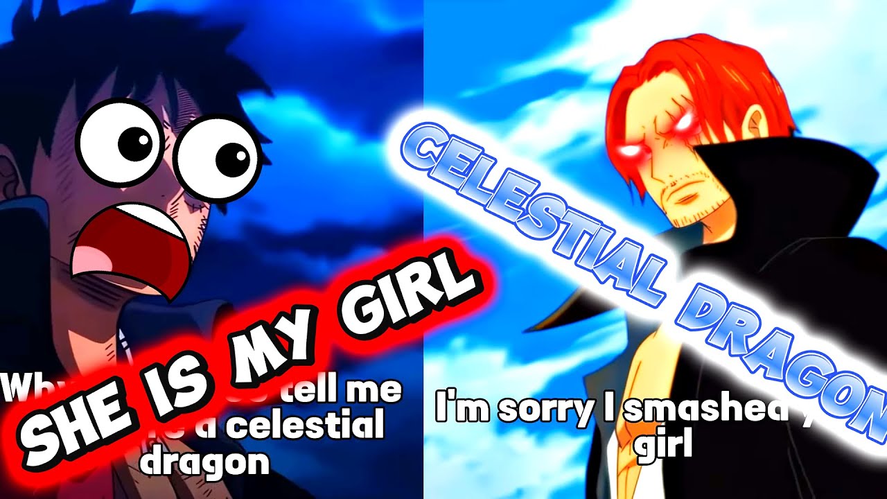 Reação de Luffy após descobrir que Shanks é um Dragão Celestial - One Piece  