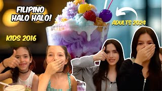 My DAUGHTERS Reaction To HALO HALO (Adults VS Children)🇵🇭 ردة فعل بناتي ع حلو الهالو هالو