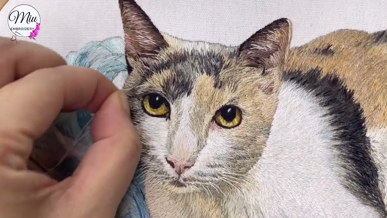 Thread Painting Cat 🐱🐈Embroidery Pet Portrait - Commissioned