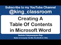 Creating a Table of Contents in Microsoft Word. how to create a index in word