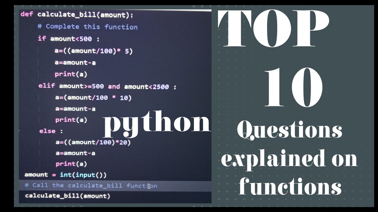 TOP 10 questions on functions topic in python...#python #coding - YouTube
