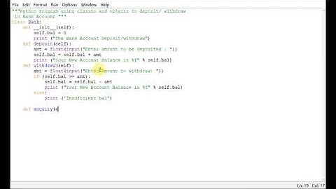 Python Program using classes and objects to deposit/ withdraw in Bank Account