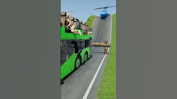 Colourful Long City Buses vs Logs Trap - BeamNG.drive #shorts #beamngdrive #bus