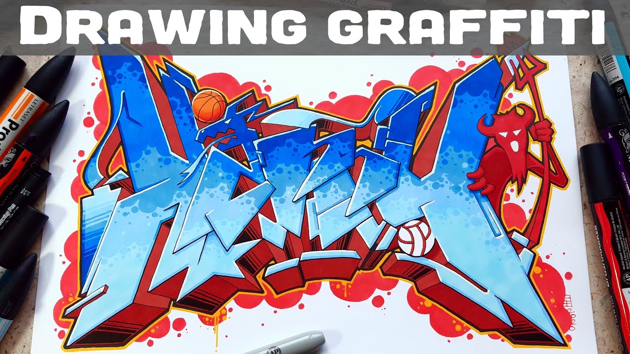 Drawing graffiti with markers #4 // Graffiti Art tutorial // Promarker  drawing 