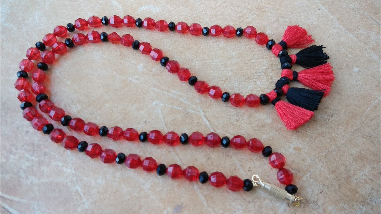 Beaded Long Necklace with Tassels How to use barrel clasp CC 136 YouTube