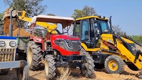 Jcb 3dx Backhoe Loader Machine Loading Red Soil In Mahindra and Swaraj Tractor | Jcb Tractor Cartoon