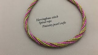 Multilayer twisted seed bead necklace tutorial/Herringbone twisted tubular/More spirals rope making.