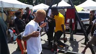 Jaden Smith rapping a little at his pop up shop at Melrose Trading Post