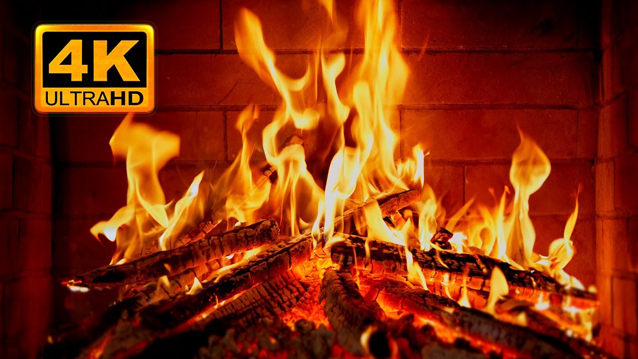 FIREPLACE 4K 🔥 Fireplace video with Burning Logs & Fire Sounds ...